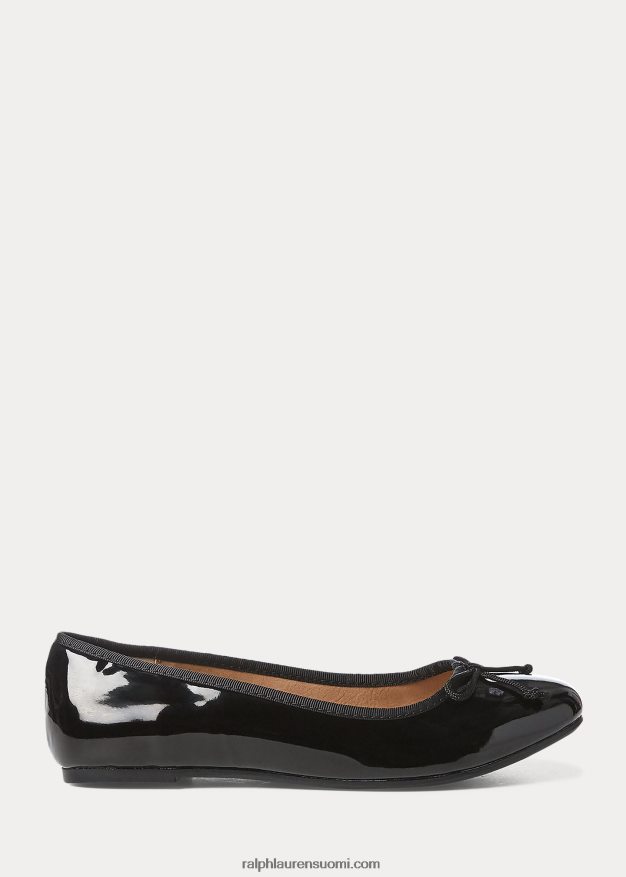 Ralph Lauren lapset nellie kiiltonahka litteä 0Z24ZR7300 musta patentti
