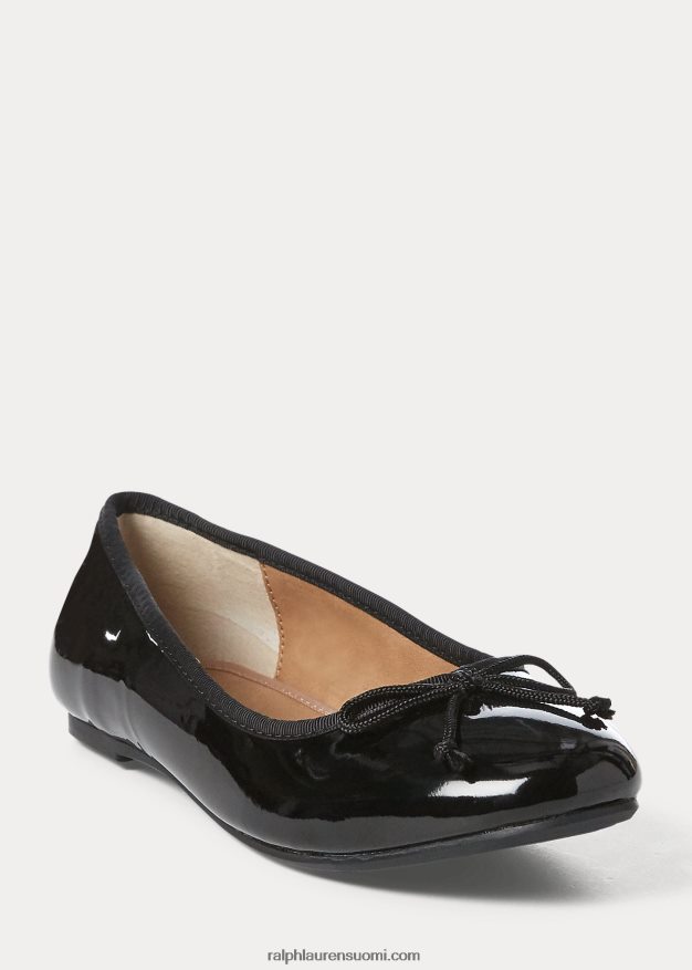 Ralph Lauren lapset nellie kiiltonahka litteä 0Z24ZR7300 musta patentti