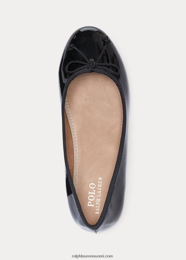 Ralph Lauren lapset nellie kiiltonahka litteä 0Z24ZR7300 musta patentti