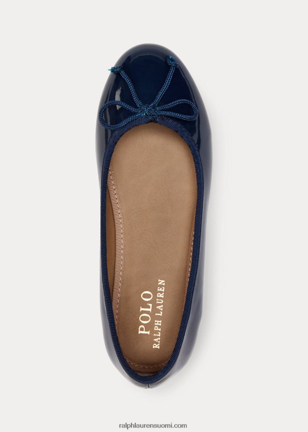 Ralph Lauren lapset nellie nahkabaletti tasainen 0Z24ZR7287 laivaston patentti