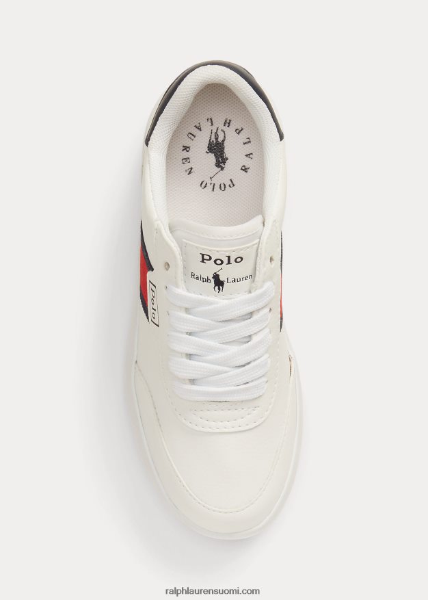 Ralph Lauren lapset Courtin matalat keinonahkaiset lenkkarit 0Z24ZR9884 valkoinen/laivasto/punainen