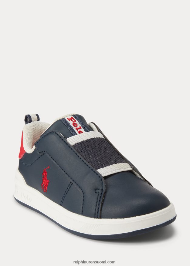 Ralph Lauren lapset Heritage Court ii slip-on lenkkari 0Z24ZR6337 laivasto/punainen