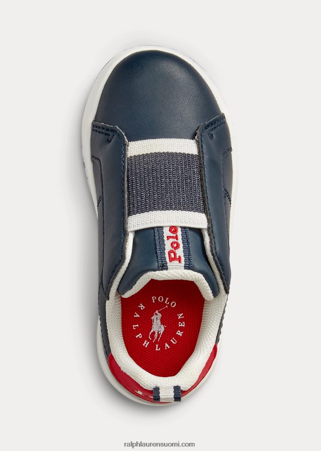Ralph Lauren lapset Heritage Court ii slip-on lenkkari 0Z24ZR6337 laivasto/punainen