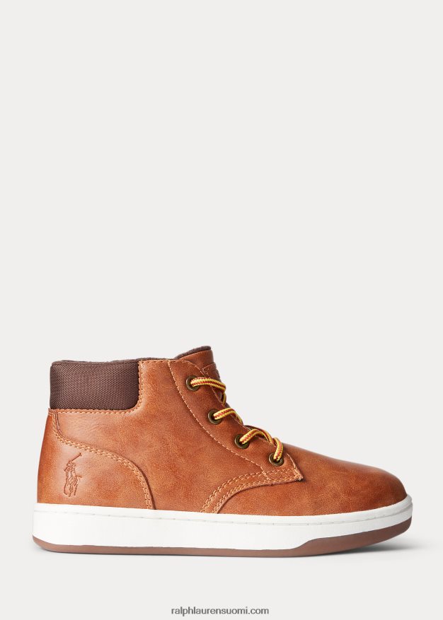 Ralph Lauren lapset polo court tekonahkainen lenkkari 0Z24ZR9893 rusketus kiillotettu