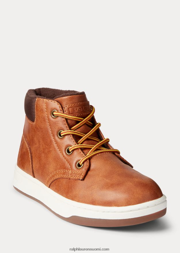 Ralph Lauren lapset polo court tekonahkainen lenkkari 0Z24ZR9893 rusketus kiillotettu