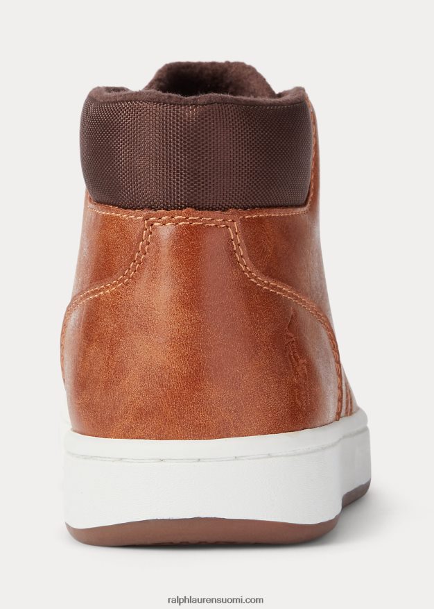 Ralph Lauren lapset polo court tekonahkainen lenkkari 0Z24ZR9893 rusketus kiillotettu