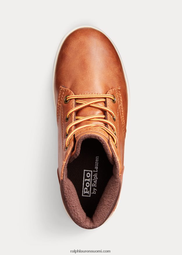 Ralph Lauren lapset polo court tekonahkainen lenkkari 0Z24ZR9893 rusketus kiillotettu