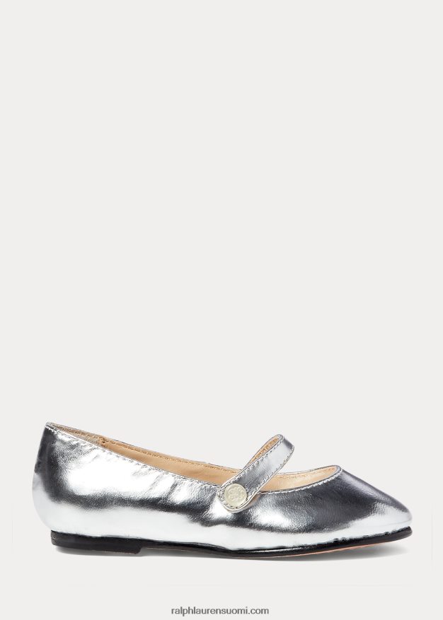 Ralph Lauren lapset alyssa metallinen nahka mary jane 0Z24ZR7268 hopea