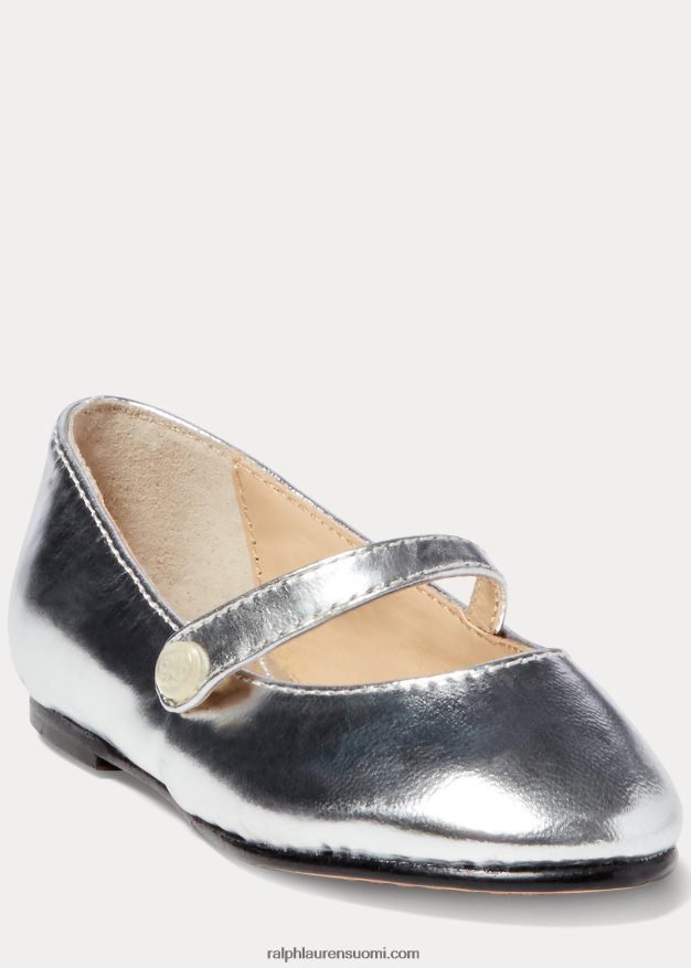 Ralph Lauren lapset alyssa metallinen nahka mary jane 0Z24ZR7268 hopea