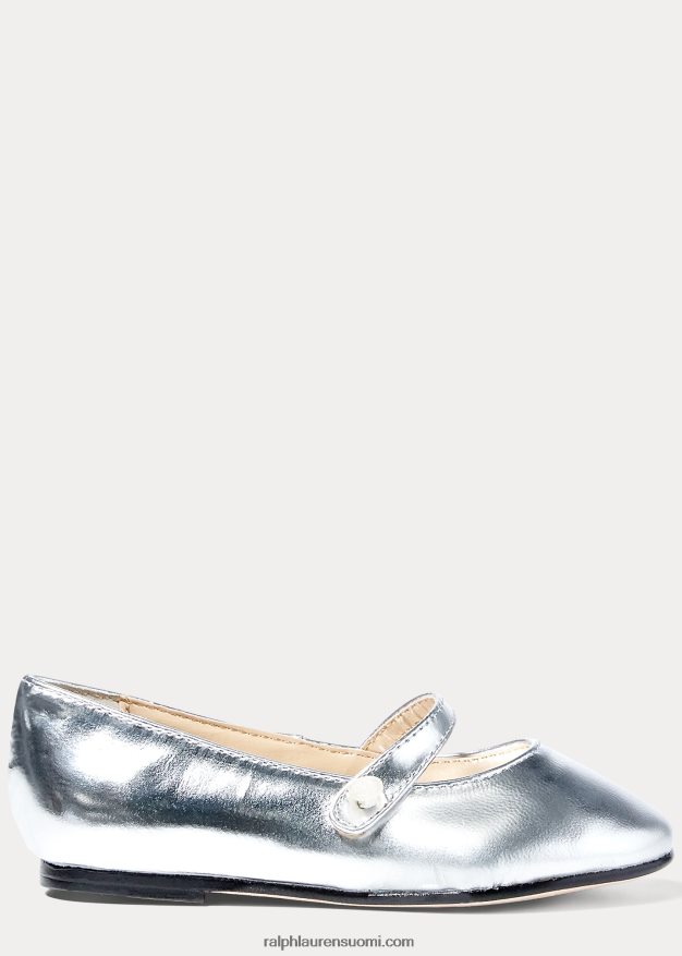Ralph Lauren lapset alyssa metallinen nahka mary jane 0Z24ZR7268 hopea