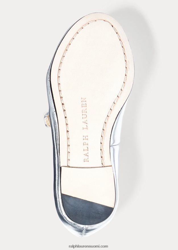 Ralph Lauren lapset alyssa metallinen nahka mary jane 0Z24ZR7268 hopea