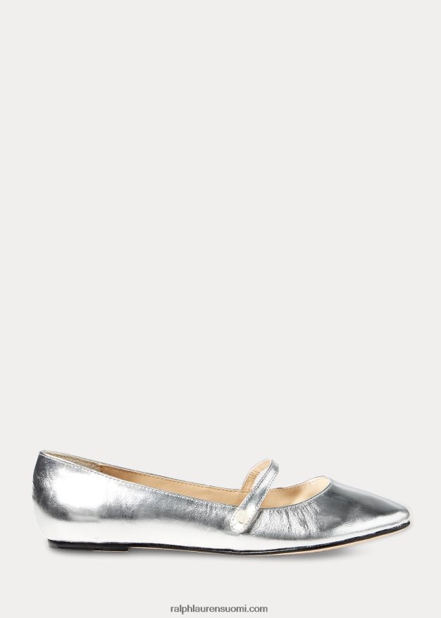 Ralph Lauren lapset alyssa nahka mary jane 0Z24ZR7291 hopea metallinen nahka