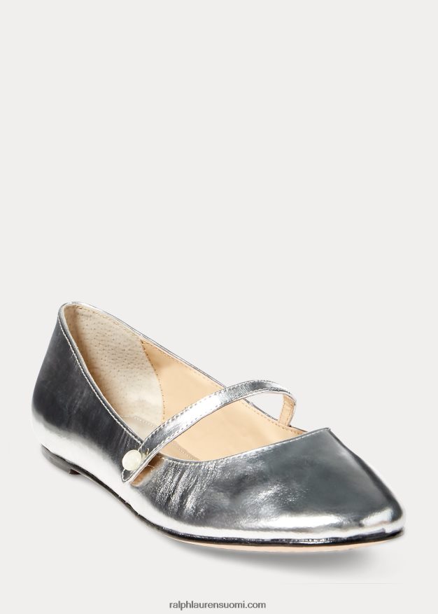 Ralph Lauren lapset alyssa nahka mary jane 0Z24ZR7291 hopea metallinen nahka