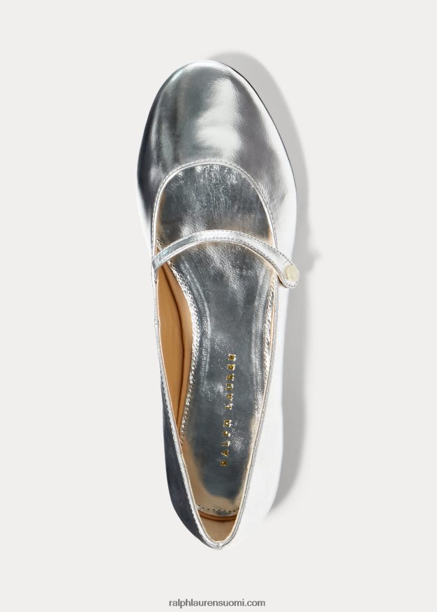 Ralph Lauren lapset alyssa nahka mary jane 0Z24ZR7291 hopea metallinen nahka