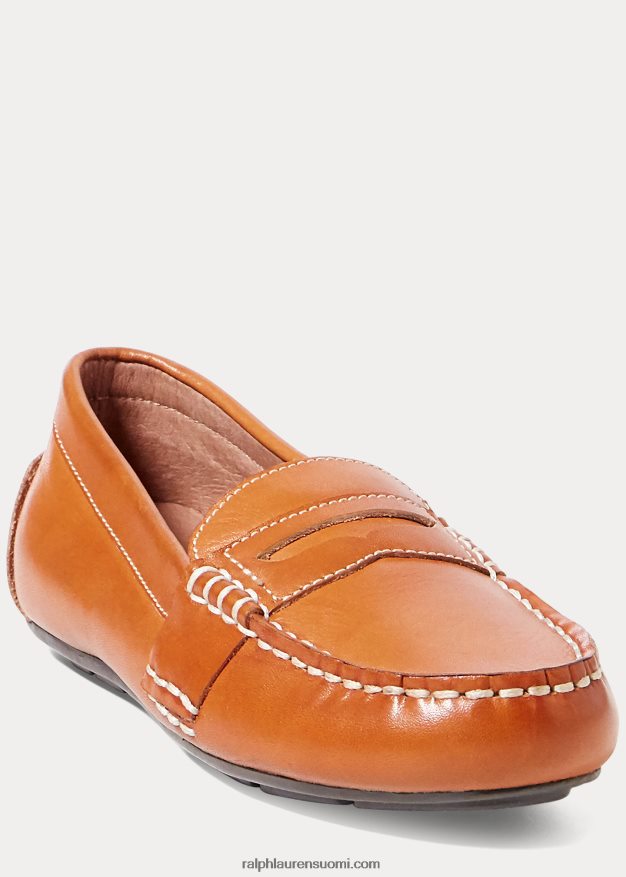 Ralph Lauren lapset nahkainen penny loafer 0Z24ZR6363 rusketus