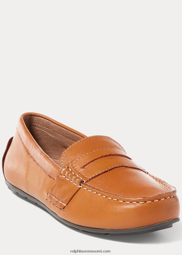 Ralph Lauren lapset nahkainen penny loafer 0Z24ZR6385 rusketus
