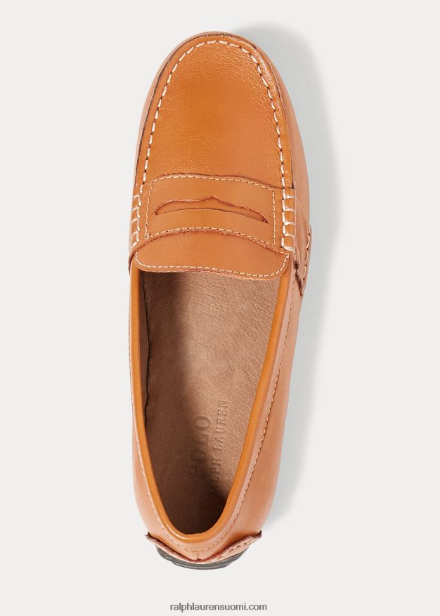 Ralph Lauren lapset nahkainen penny loafer 0Z24ZR6385 rusketus