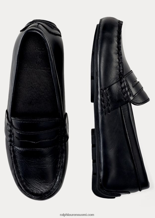 Ralph Lauren lapset nahkainen penny loafer 0Z24ZR6386 musta