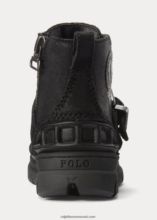 Ralph Lauren lapset Oslon korkea mokkanahkasaappas 0Z24ZR6696 musta mustalla