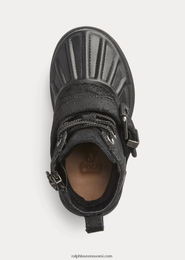 Ralph Lauren lapset Oslon korkea mokkanahkasaappas 0Z24ZR6696 musta mustalla