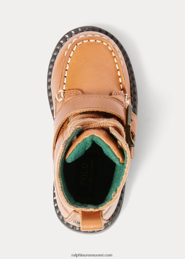 Ralph Lauren lapset nahkainen ranger hi ii boot 0Z24ZR6354 rusketus kiillotettua nahkaa