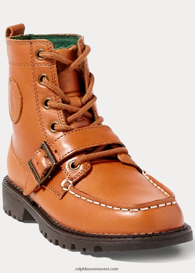 Ralph Lauren lapset nahkainen ranger hi ii boot 0Z24ZR9896 rusketus kiillotettua nahkaa