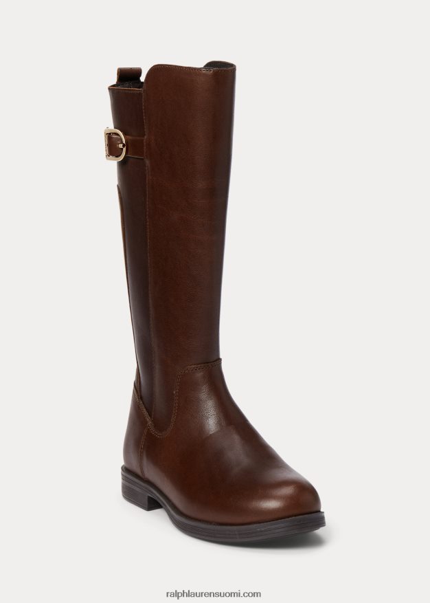 Ralph Lauren lapset nahkainen ratsastuskenkä 0Z24ZR7296 ruskea kiillotettu nahka