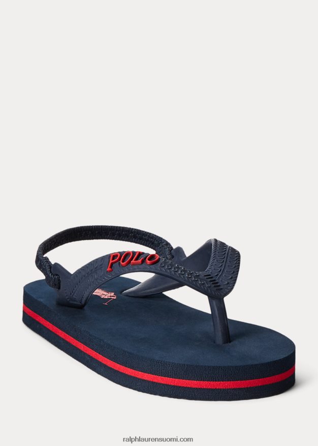 Ralph Lauren lapset camino flip-flop 0Z24ZR6350 laivasto punaisella