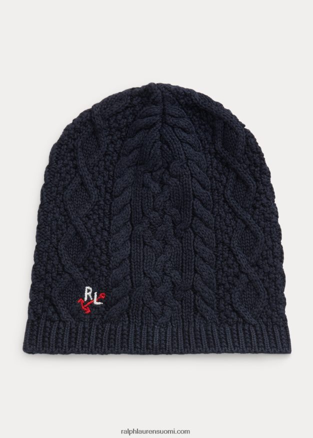 Ralph Lauren lapset aran-neulottu puuvillahattu 0Z24ZR7468 rl laivasto