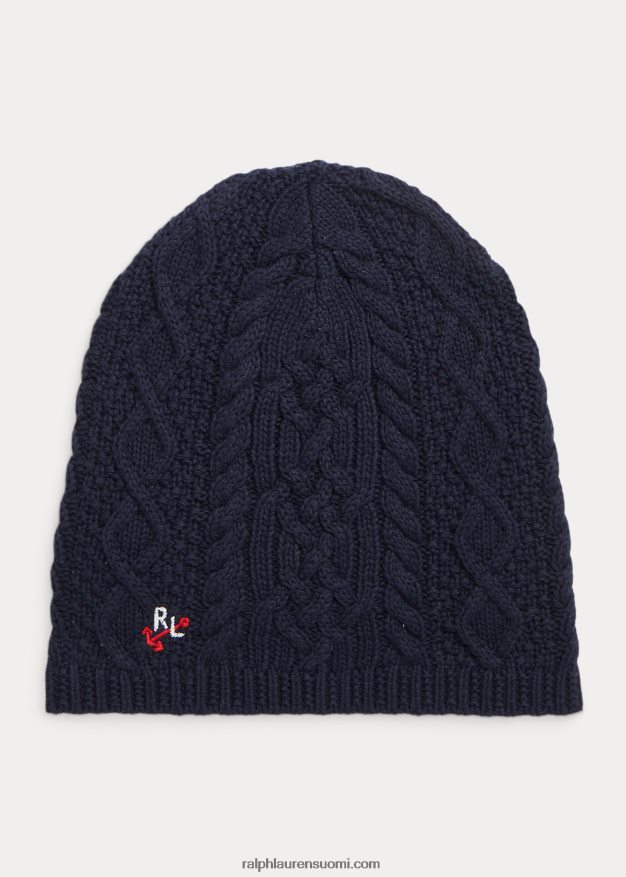 Ralph Lauren lapset aran-neulottu puuvillahattu 0Z24ZR7628 rl laivasto