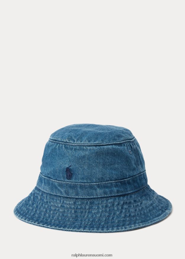 Ralph Lauren lapset indigopuuvillainen denim bucket hattu 0Z24ZR6476 keskipesu denim