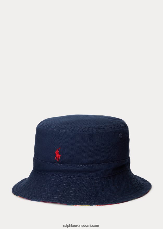 Ralph Lauren lapset käännettävä puuvillahattu 0Z24ZR6230 punainen/laivasto monitoimi