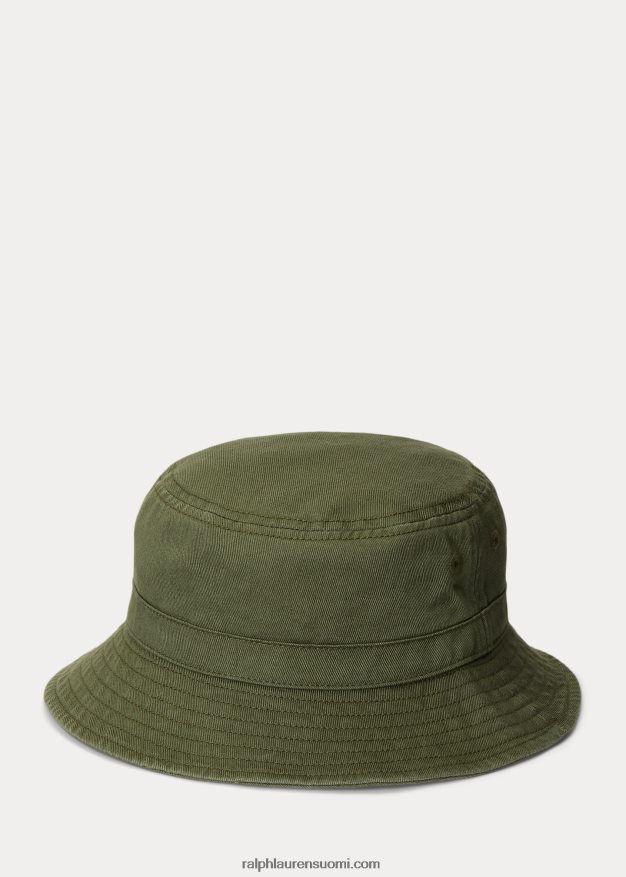 Ralph Lauren lapset poolokarhu puuvillatvilli ämpärihattu 0Z24ZR6515 tumma salvia matkakarhu