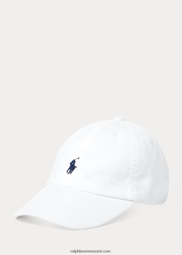 Ralph Lauren lapset puuvillainen chino-pesäpallolippis 0Z24ZR5952 valkoinen