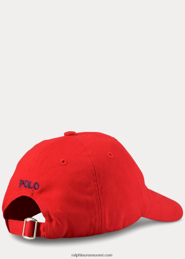 Ralph Lauren lapset puuvillainen chino-pesäpallolippis 0Z24ZR6320 Rl 2000 punainen