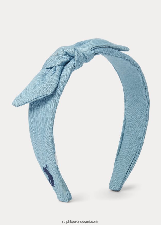 Ralph Lauren lapset chambray bow puuvillainen otsapanta 0Z24ZR7164 chambray