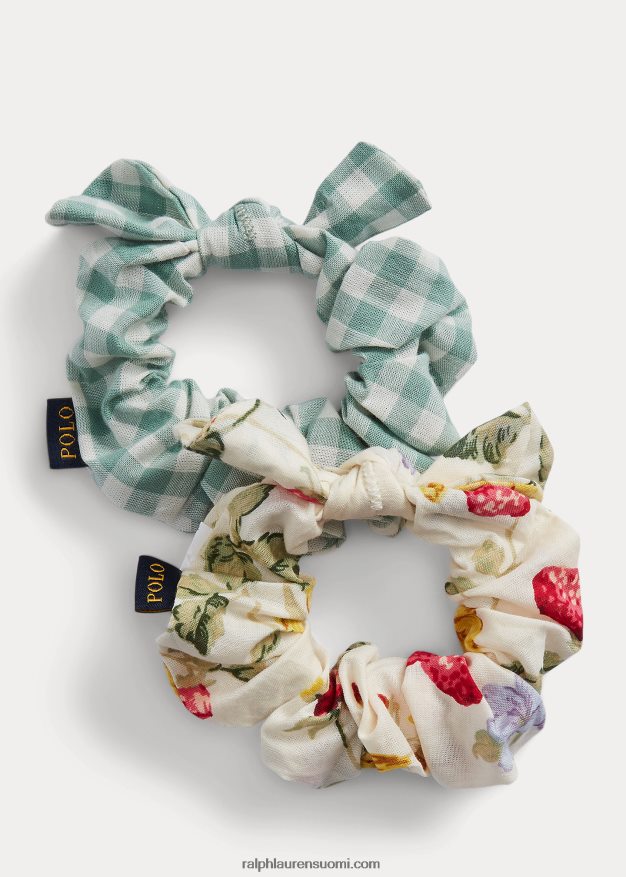 Ralph Lauren lapset gingham & floral bow scrunchie 2 kpl 0Z24ZR7161 kuutamo