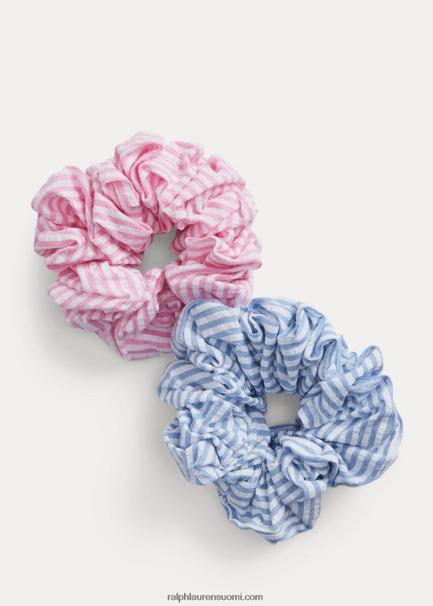 Ralph Lauren lapset raidallinen scrunchie 2 kpl 0Z24ZR7172 valkoinen/toimistonsininen