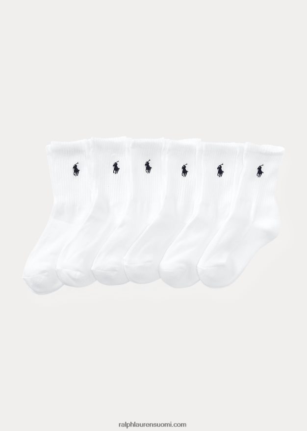 Ralph Lauren lapset klassinen crew sukka 6 kpl 0Z24ZR5966 valkoinen