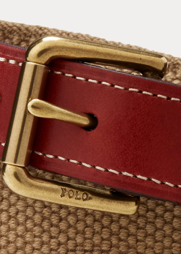 Ralph Lauren lapset nahkaverhoiltu puuvillavyö 0Z24ZR9871 khaki