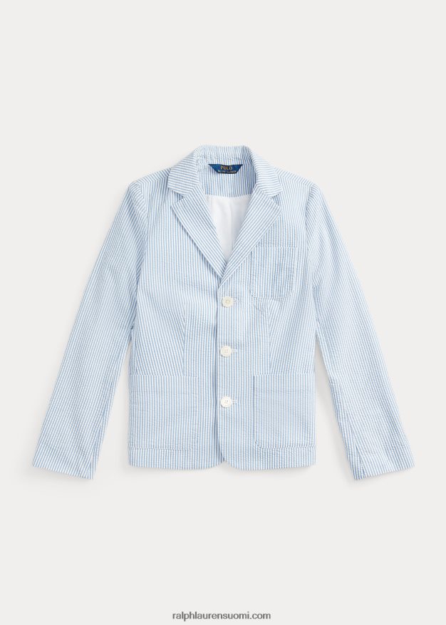 Ralph Lauren lapset puuvillainen seersucker bleiseri 0Z24ZR7525 sinivalkoinen