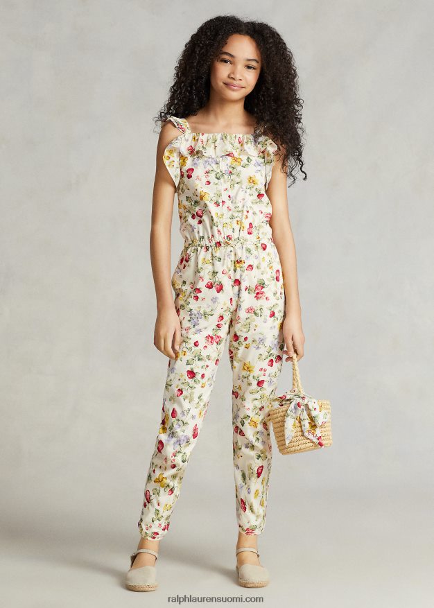 Ralph Lauren lapset kukkapuuvillainen batistehaalari 0Z24ZR6723 kukkainen mansikka