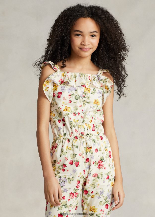 Ralph Lauren lapset kukkapuuvillainen batistehaalari 0Z24ZR6723 kukkainen mansikka