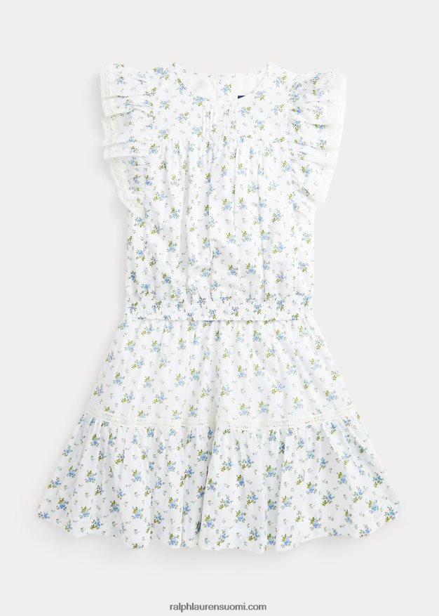 Ralph Lauren lapset kukkapuuvillainen batiste toppi & hamesetti 0Z24ZR7056 etta kukkainen