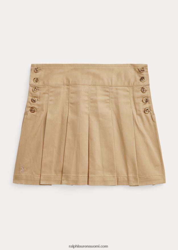 Ralph Lauren lapset laskostettu puuvillatoimikas hame 0Z24ZR7362 vintage khaki