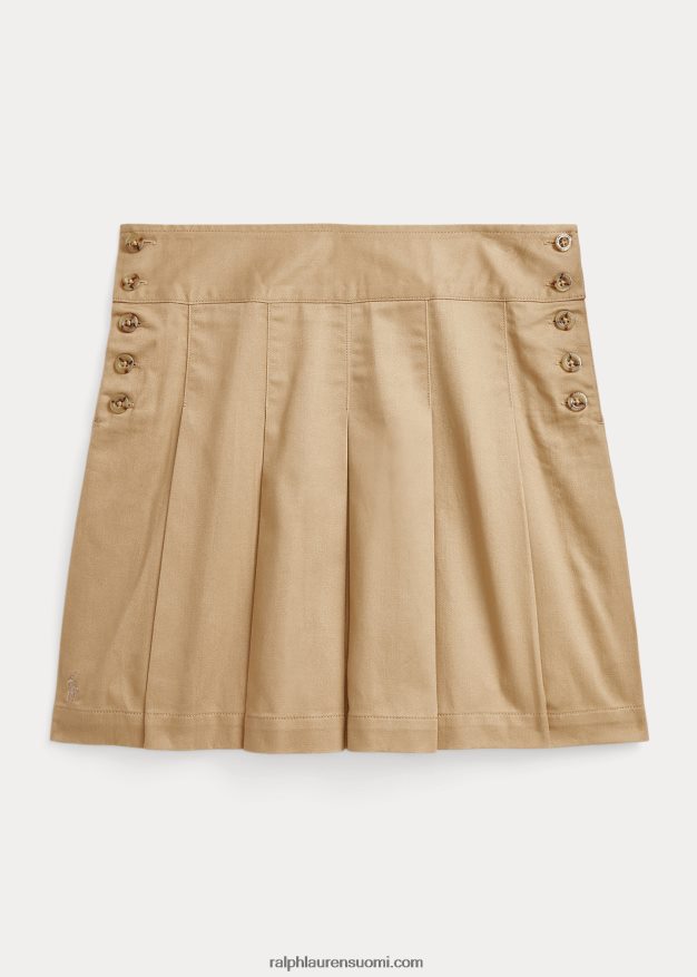 Ralph Lauren lapset laskostettu puuvillatoimikas hame 0Z24ZR7515 vintage khaki