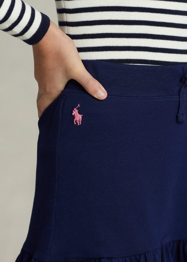 Ralph Lauren lapset röyhelöinen joustava verkkoskort 0Z24ZR6970 hienostunut laivastonsininen / ripaus vaaleanpunaista