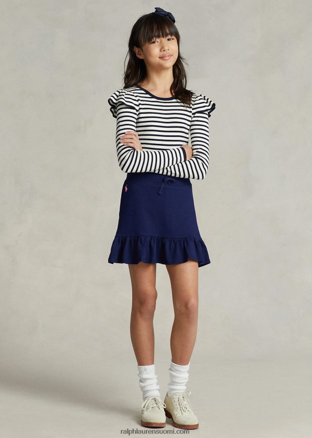 Ralph Lauren lapset röyhelöinen joustava verkkoskort 0Z24ZR6970 hienostunut laivastonsininen / ripaus vaaleanpunaista