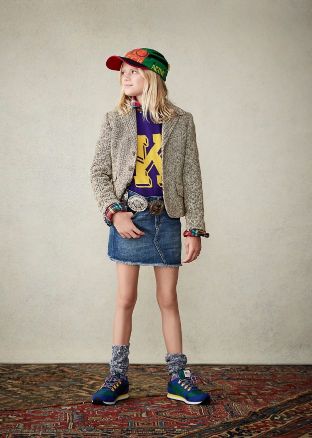 Ralph Lauren lapset rispaantunut puuvillainen farkkuhame 0Z24ZR6727 paalien pesu