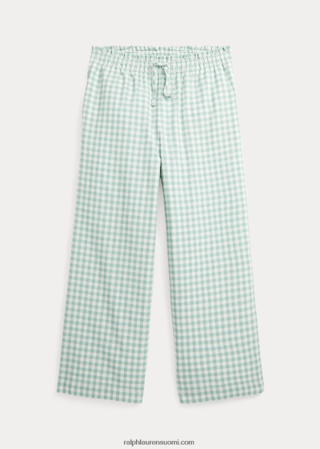 Ralph Lauren lapset gingham rajattu puuvilla madras housut 0Z24ZR6725 minttu/valkoinen